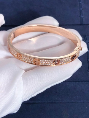 Fine Jewelry Car tier Love Bracelet Diamond Paved White / Rose / Yellow 18K Gold Bracelet