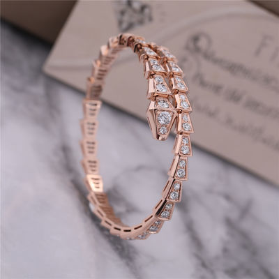 qualidade  Luxury Closet Rose Gold Bracelet Serpenti Viper one-coil full diamond Snake Bangle 353792 fábrica