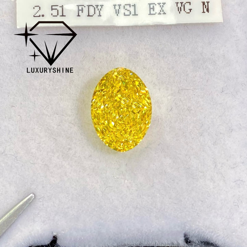 Qualidade Diamante Cultivado em Laboratório LuxuryShine VVS-VS Amarelo Fancy/Amarelo Claro/Fancy Intense/Amarelo Vivo 1CT 2CT 3CT 4CT 5CT Oval Corte Excelente Com Certificado e Joias Personalizadas fábrica