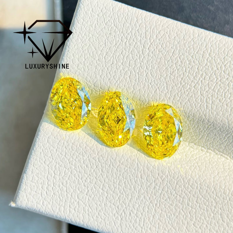 Qualidade Diamante Cultivado em Laboratório LuxuryShine VVS-VS Amarelo Fancy/Amarelo Claro/Fancy Intense/Amarelo Vivo 1CT 2CT 3CT 4CT 5CT Oval Corte Excelente Com Certificado e Joias Personalizadas fábrica