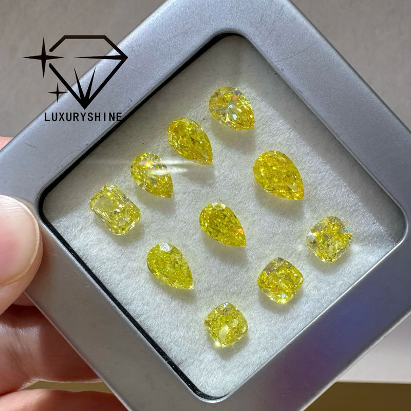 Qualidade Diamante Cultivado em Laboratório LuxuryShine VVS-VS Amarelo Fancy/Amarelo Claro/Fancy Intense/Amarelo Vivo 1CT 2CT 3CT 4CT 5CT Oval Corte Excelente Com Certificado e Joias Personalizadas fábrica