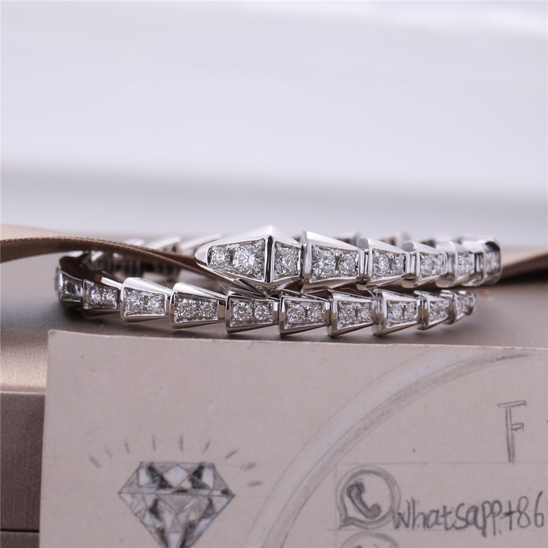 Qualidade Da um-bobina romance da víbora de Itália o bracelete magro Serpenti no grupo do ouro 18K branco com os diamantes completos do pavé serpenteia a pulseira fábrica