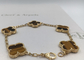 Vintage Style  5 Motifs 18K Gold Bracelet With Tiger'S Eye Stone / Flower Shape