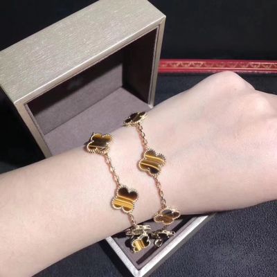 Qualidade ouro 18K e vintage real Alhambra Bracelet dos motivos de Van Cleef And Arpels 5 dos diamantes fábrica