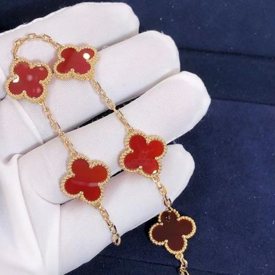 Qualidade Motivos vermelhos do bracelete 5 do ouro de Van Cleef Arpels 18K com pedra preciosa fábrica