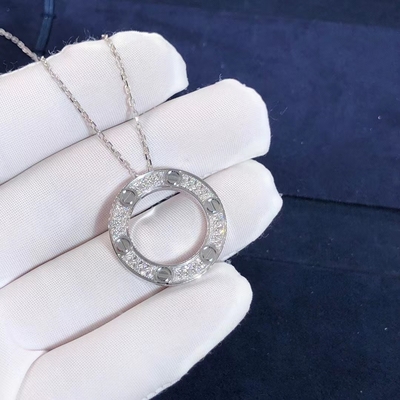 Ouro branco personalizado da colar 18K do AMOR da série do carro CONTRA os diamantes pavimentados