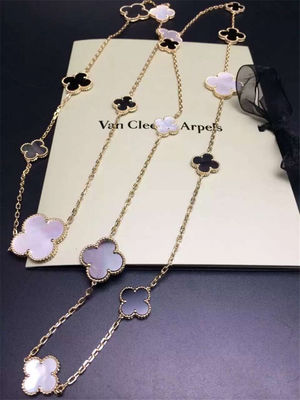 Qualidade 16 motivos 18k Van Cleef e ônix cinzento branco da madrepérola Alhambra da colar longa mágica de Arpels fábrica