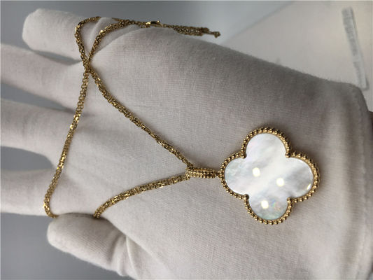 Qualidade Forma longa da flor da colar de Alhambra do vintage do ouro 18k amarelo sem diamante fábrica