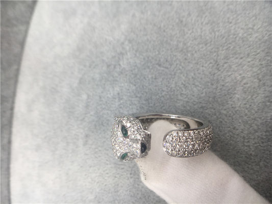 Qualidade Anel de Panthere do ouro branco do diamante 18K, pantera Ring With Emeralds Onyx fábrica