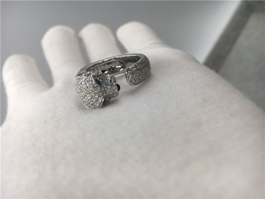 Qualidade Anel de Panthere do ouro branco do diamante 18K, pantera Ring With Emeralds Onyx fábrica