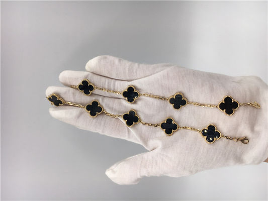 Qualidade Joia do ouro de Alhambra 18K do vintage das mulheres feito a mão com ônix nenhum diamante fábrica