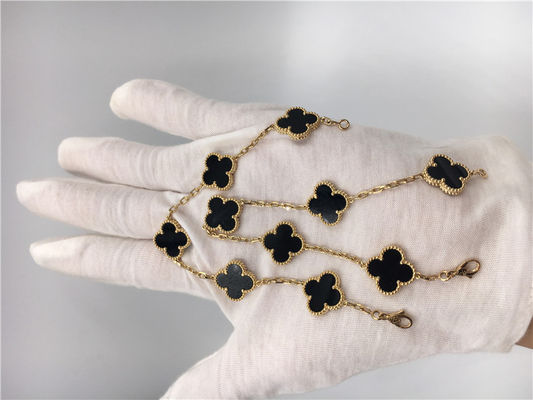 Qualidade Joia do ouro de Alhambra 18K do vintage das mulheres feito a mão com ônix nenhum diamante fábrica