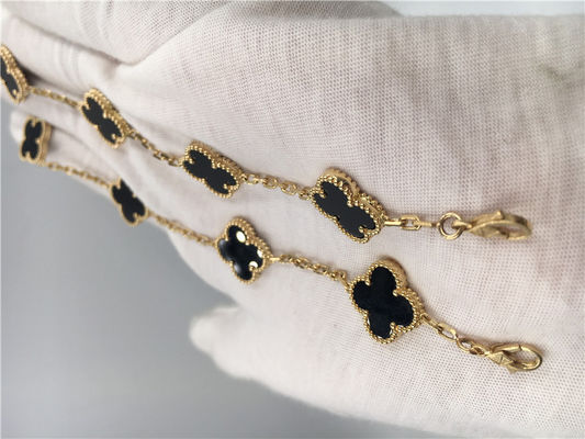 Qualidade Joia do ouro de Alhambra 18K do vintage das mulheres feito a mão com ônix nenhum diamante fábrica