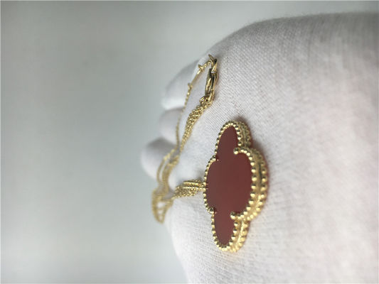 Qualidade Colar do ouro de LongVan Cleef Arpels 18K com forma vermelha da flor nenhum diamante fábrica