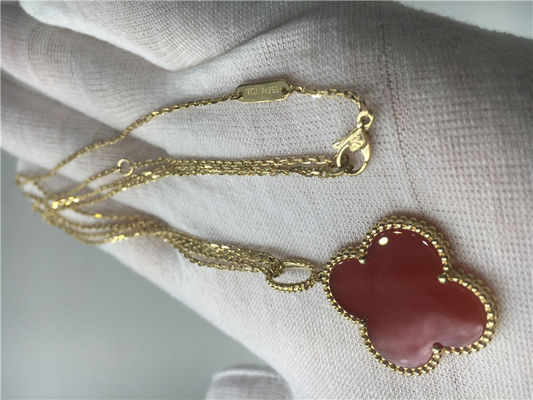 Qualidade Colar do ouro de LongVan Cleef Arpels 18K com forma vermelha da flor nenhum diamante fábrica