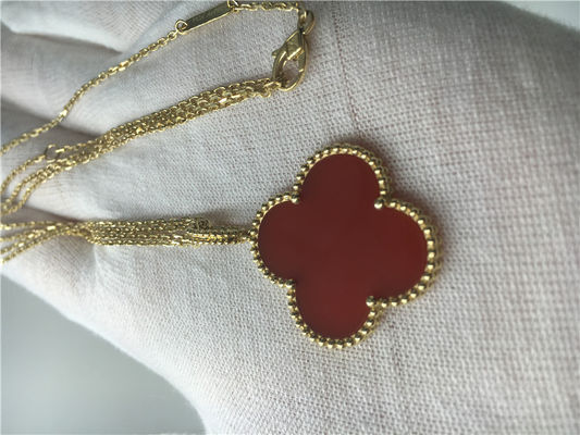 Qualidade Colar do ouro de LongVan Cleef Arpels 18K com forma vermelha da flor nenhum diamante fábrica