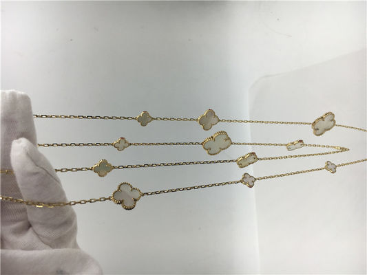 Qualidade Longo Colar Van Cleef e Arpels com a colar do pendente do ouro branco dos motivos da forma 16 da flor fábrica