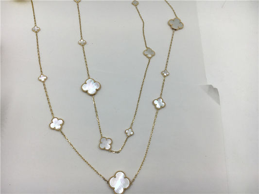 Qualidade Longo Colar Van Cleef e Arpels com a colar do pendente do ouro branco dos motivos da forma 16 da flor fábrica