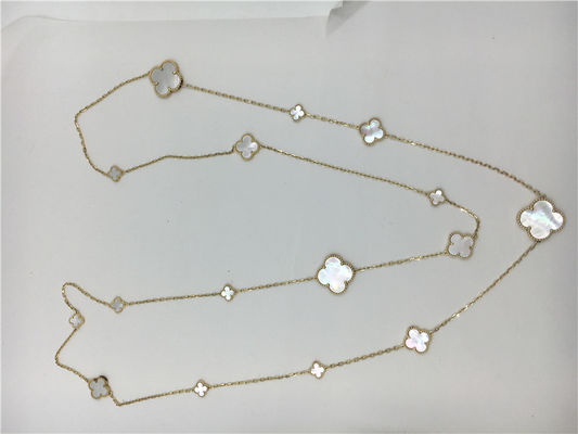 Qualidade Longo Colar Van Cleef e Arpels com a colar do pendente do ouro branco dos motivos da forma 16 da flor fábrica