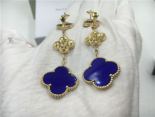 Qualidade Brincos de VCARO9II00 Van Cleef Vintage Alhambra com malaquite/diamante fábrica