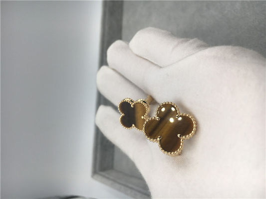 Qualidade Ouro amarelo dos brincos 18k de Alhambra do vintage de Van Cleef Arpels com d'amourette dos bois fábrica