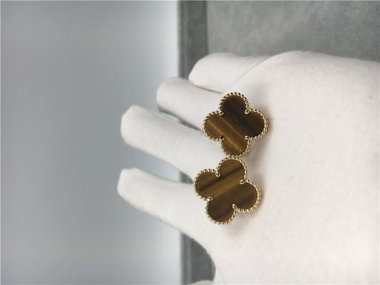 Qualidade Ouro amarelo dos brincos 18k de Alhambra do vintage de Van Cleef Arpels com d'amourette dos bois fábrica