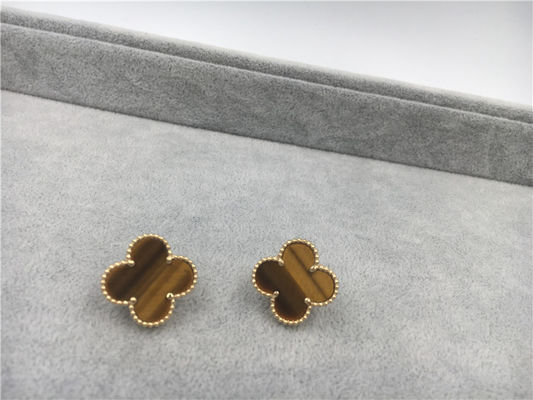 Qualidade Ouro amarelo dos brincos 18k de Alhambra do vintage de Van Cleef Arpels com d'amourette dos bois fábrica