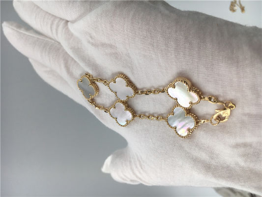 Qualidade Bracelete elegante de Alhambra do vintage da joia do ouro 18K com madrepérola branca fábrica