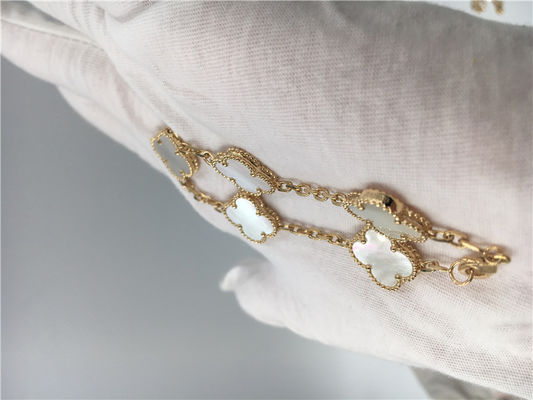 Qualidade Bracelete elegante de Alhambra do vintage da joia do ouro 18K com madrepérola branca fábrica