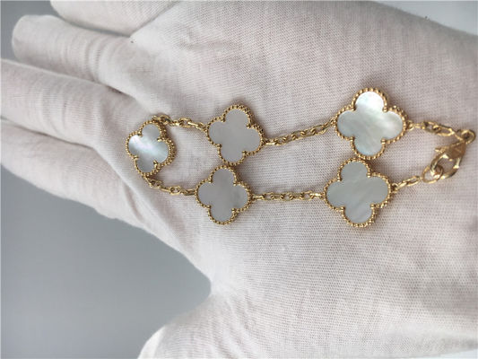 Qualidade Bracelete elegante de Alhambra do vintage da joia do ouro 18K com madrepérola branca fábrica