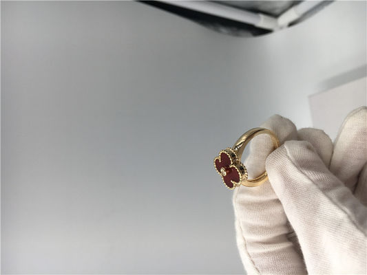 Qualidade Diamante redondo original dos aneis de noivado de ouro amarelo, anel de Alhambra do vintage com cornalina fábrica