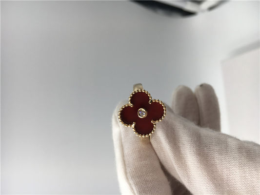Qualidade Diamante redondo original dos aneis de noivado de ouro amarelo, anel de Alhambra do vintage com cornalina fábrica