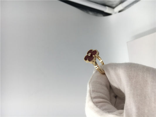 Qualidade Diamante redondo original dos aneis de noivado de ouro amarelo, anel de Alhambra do vintage com cornalina fábrica