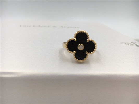 Qualidade Vintage redondo Alhambra do anel de ouro do diamante/ônix 18K para o casamento/acoplamento fábrica