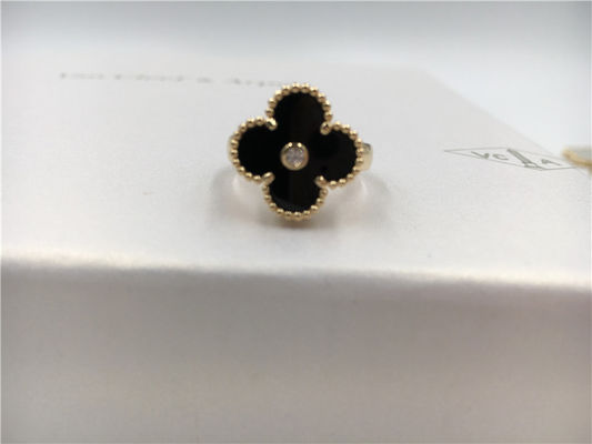 Qualidade Vintage redondo Alhambra do anel de ouro do diamante/ônix 18K para o casamento/acoplamento fábrica