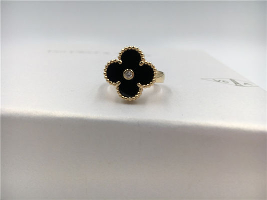 Qualidade Vintage redondo Alhambra do anel de ouro do diamante/ônix 18K para o casamento/acoplamento fábrica