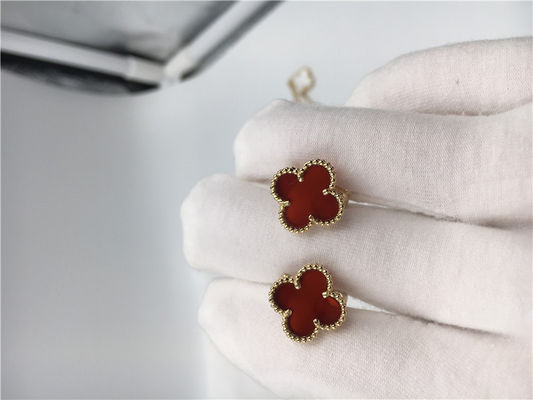 Qualidade Ouro amarelo doce dos earstuds 18k de Van Cleef Arpels Alhambra com cornalina fábrica