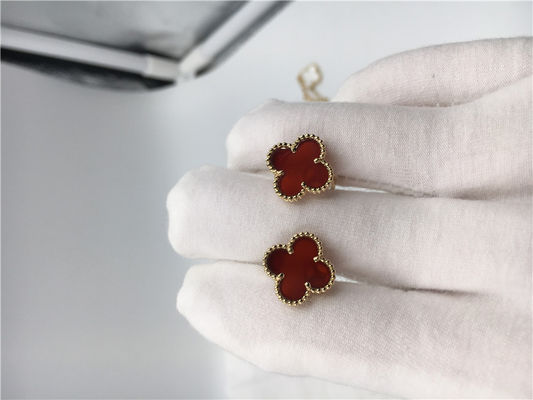 Qualidade Ouro amarelo doce dos earstuds 18k de Van Cleef Arpels Alhambra com cornalina fábrica