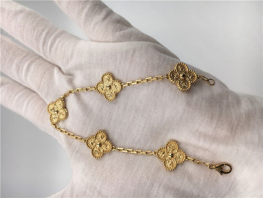 Qualidade Vintage Alhambra do bracelete do ouro dos motivos 18K do amarelo 5 das mulheres nenhuma pedra preciosa fábrica