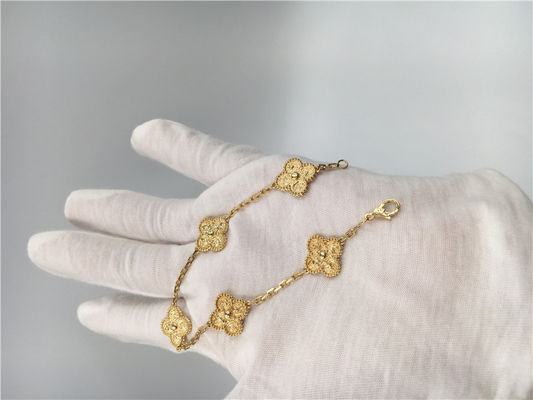 Qualidade Vintage Alhambra do bracelete do ouro dos motivos 18K do amarelo 5 das mulheres nenhuma pedra preciosa fábrica