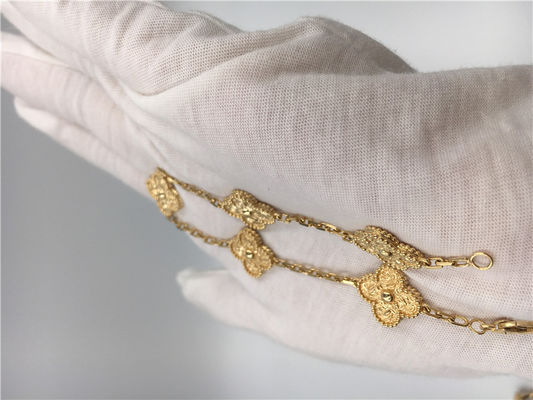 Qualidade Vintage Alhambra do bracelete do ouro dos motivos 18K do amarelo 5 das mulheres nenhuma pedra preciosa fábrica