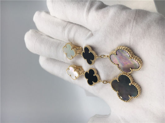 Qualidade Ouro amarelo mágico dos brincos 18k de Van Cleef Arpels Alhambra com o nácar branco e cinzento fábrica