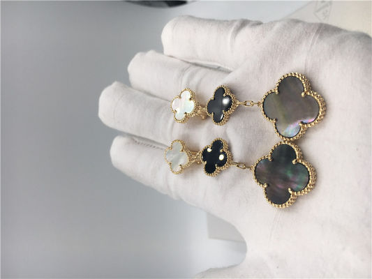 Qualidade Ouro amarelo mágico dos brincos 18k de Van Cleef Arpels Alhambra com o nácar branco e cinzento fábrica