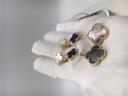 Qualidade Ouro amarelo mágico dos brincos 18k de Van Cleef Arpels Alhambra com o nácar branco e cinzento fábrica