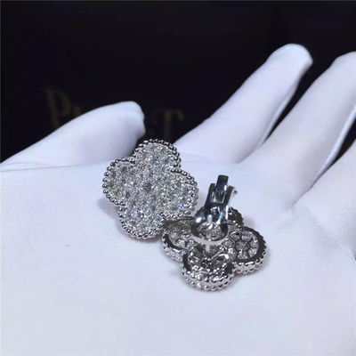 Qualidade Ouro branco mágico dos brincos 18k de Van Cleef Arpels Alhambra e diamantes redondos fábrica