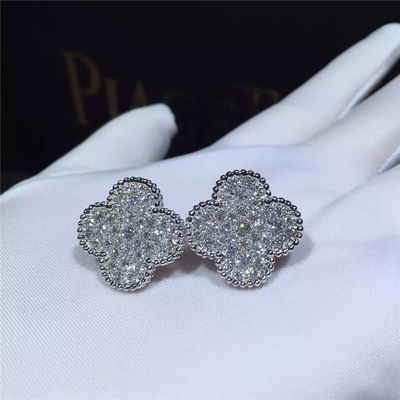 Qualidade Ouro branco mágico dos brincos 18k de Van Cleef Arpels Alhambra e diamantes redondos fábrica