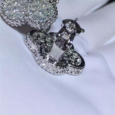 Qualidade Ouro branco mágico dos brincos 18k de Van Cleef Arpels Alhambra e diamantes redondos fábrica