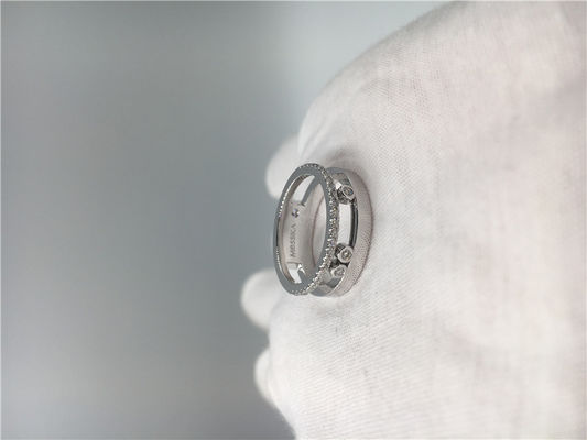 Qualidade Joia real três Diamond Ring For Wedding móvel de Paris do ouro 18K branco fábrica