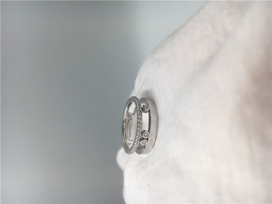 Qualidade Joia real três Diamond Ring For Wedding móvel de Paris do ouro 18K branco fábrica