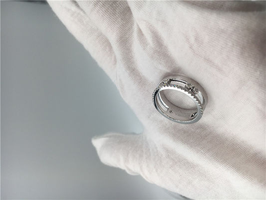 Qualidade Joia real três Diamond Ring For Wedding móvel de Paris do ouro 18K branco fábrica